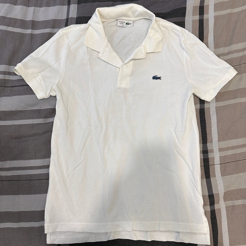 J. Crew x Lacoste 100% Cotton Short Sleeve Polo - White